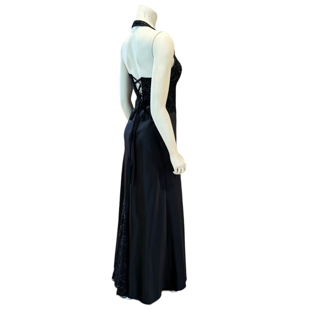 Vintage Beaded and Sequined Satin Halter Corset Gown - Picture 12 of 13